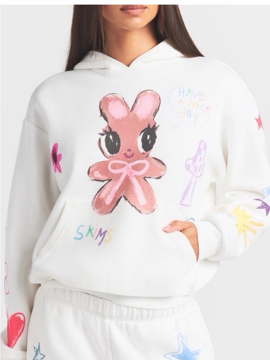 SKIMS Tops - SKIMS Marble Happy Bunny Pullover Hoodie in Pink and Brown